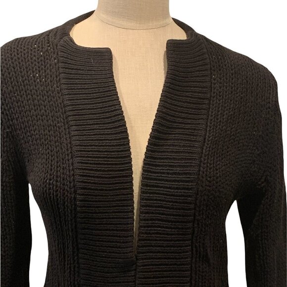 Womens Handknit Cardigan Sweater Longline Sz S/M Black 21D - Picture 6 of 7